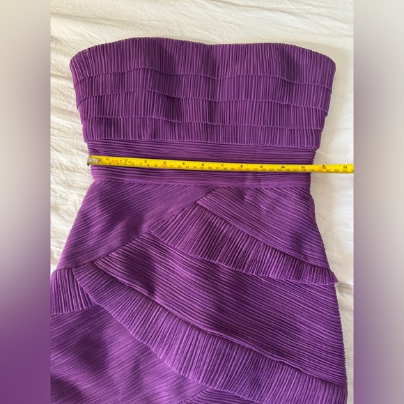 BCBG MaxAzria Jorie Dark Orchid Tulle Tiered Sheath Dress Size 0 - Picture 12 of 14